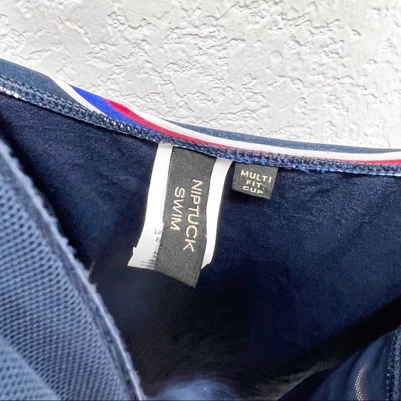 Niptuck Sailor Stripe Navy Cross Front One Piece Swimsuit Size US 6 NWT - Picture 7 of 10